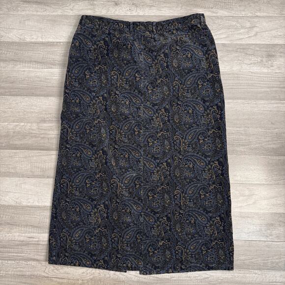 Vintage 90s Corduroy Parsley Midi Skirt Whimsigoth Grunge Academia Fall Slit - Picture 4 of 6